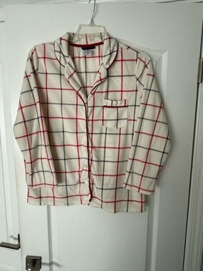 Simply StyleSears Cream Plaid Button-Front Top and Bottoms with Red & Black Trim